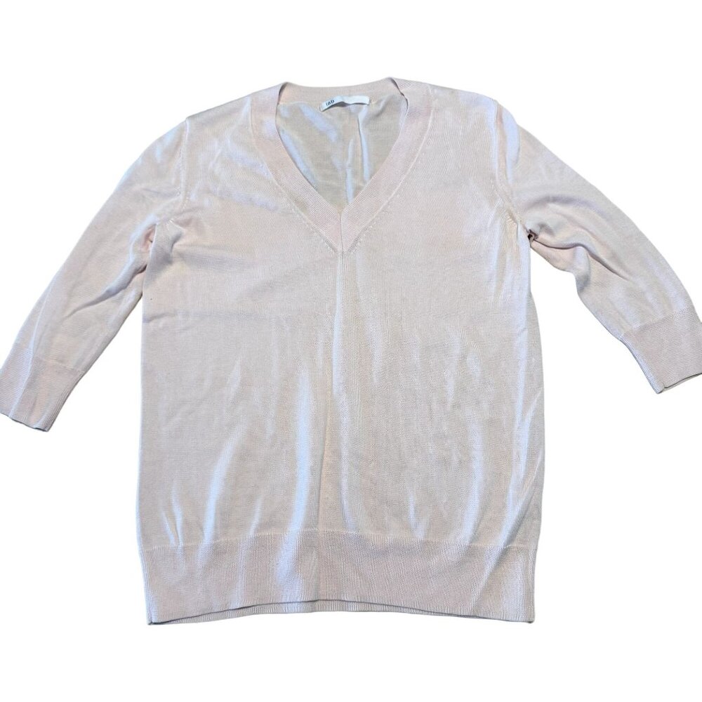 Lab Light Pink V-Neck Long Sleeve Knit Pullover Sweater Women's Size Small S